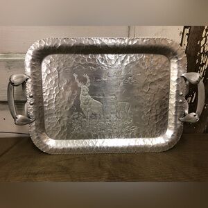 Trade Continental Tary Hammered Aluminum Hunting Deer Geese Hand Wrought